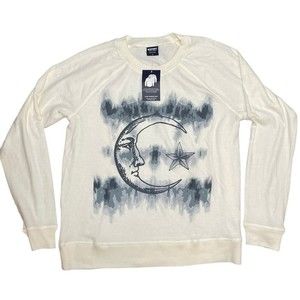 Spirit‎ Jersey NWT Size large Moon Face Long Sleeve Knit Shirt Soft Casual Top